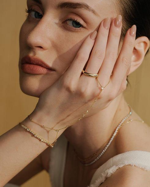 Gold Alternating Bezel-Set Bracelet