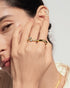 Gold Organic Pebble Spiral Bezel Adjustable Ring