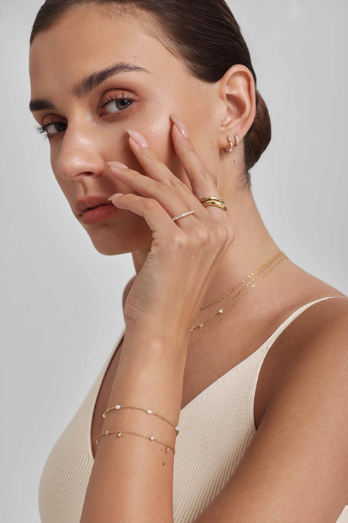 Gold Teardrop Trio Huggie Hoop Earrings