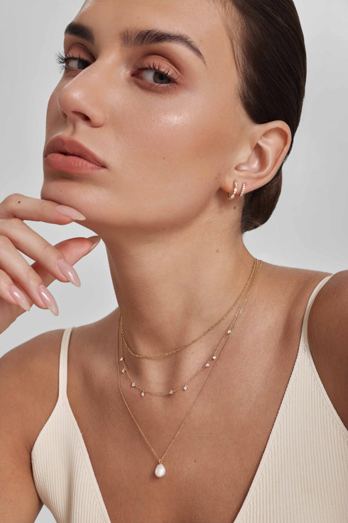 Gold Teardrop Trio Huggie Hoop Earrings