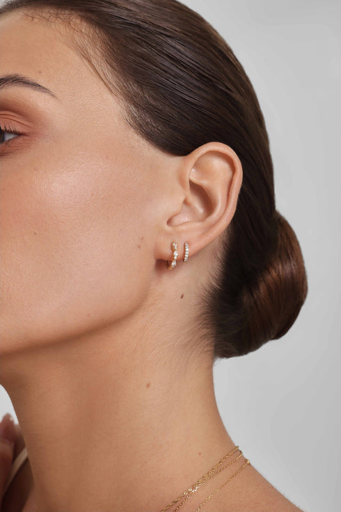 Gold Teardrop Trio Huggie Hoop Earrings