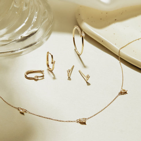 14kt Gold White Sapphire Spike Stud Earrings | Ania Haie Australia