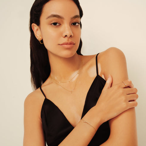 14kt Gold White Sapphire Hoop Earrings | Ania Haie Australia