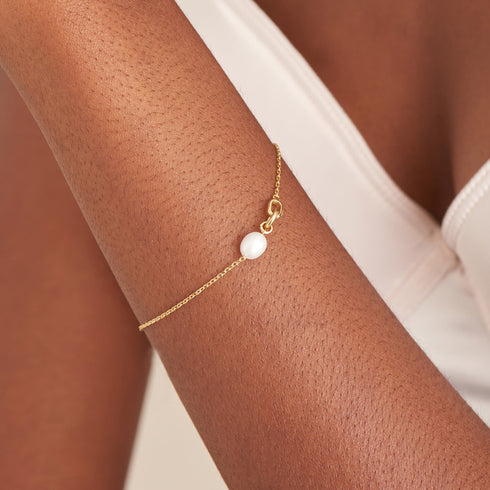 Ania Haie Gold Pearl Link Chain Bracelet | The Jewellery Boutique