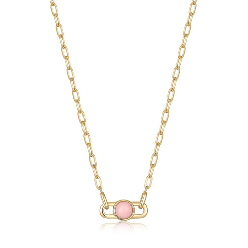 Gold Rose Quartz Link Necklace | The Jewellery Boutique