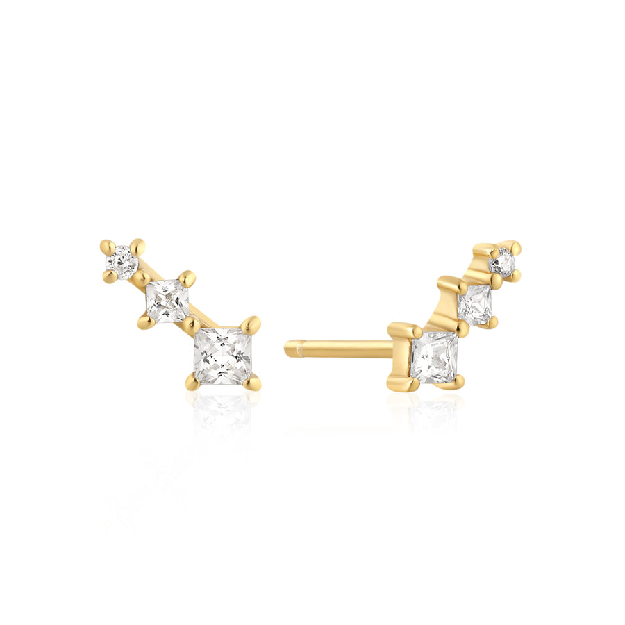 Gold Graduated Trio Stud Earrings