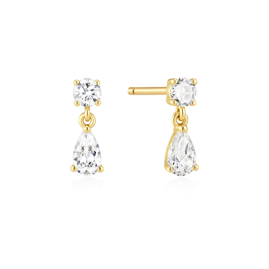 Gold Teardrop & Round Stud Earrings
