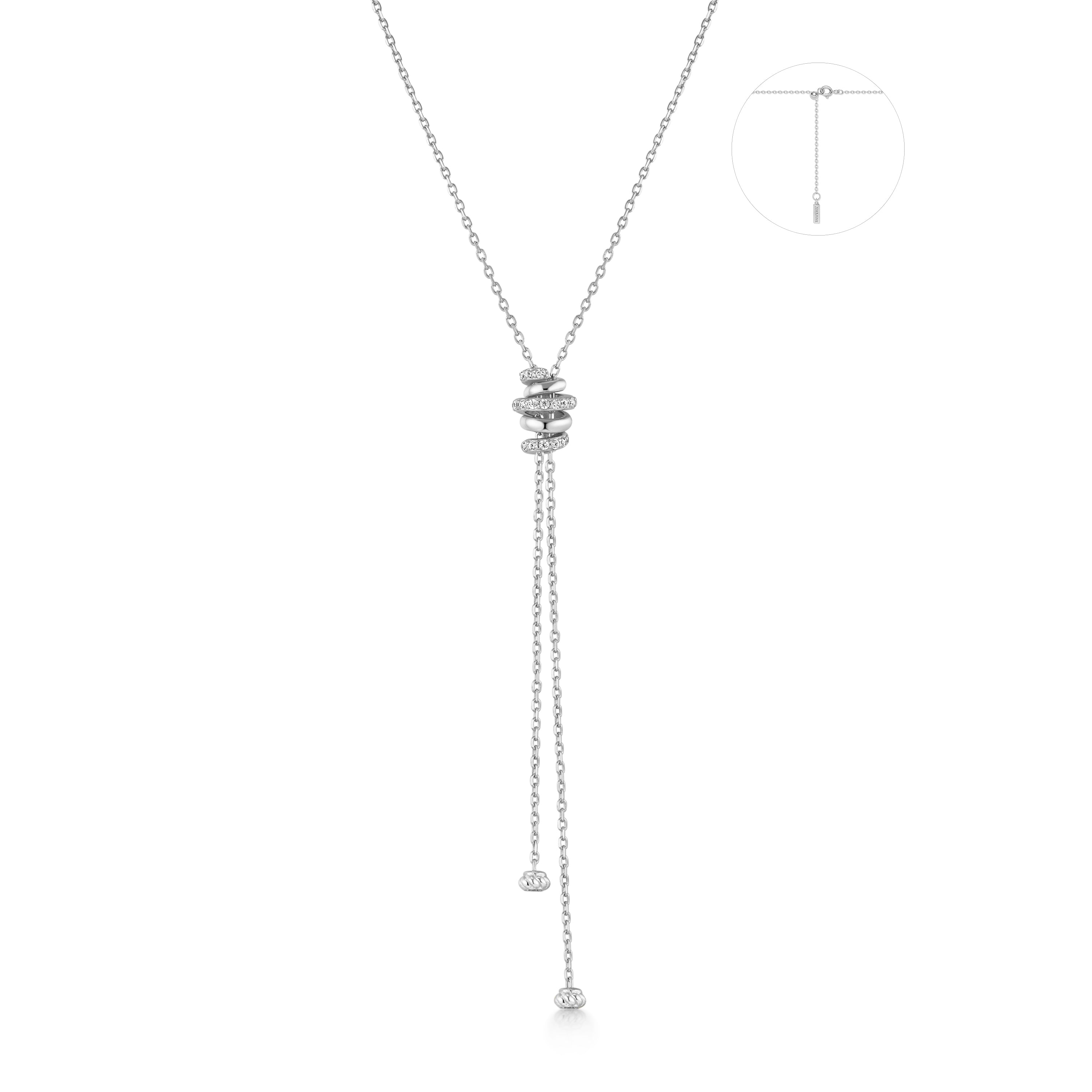 Silver Twisted Rope Lariat Necklace|N072-07H| Ania Haie Australia