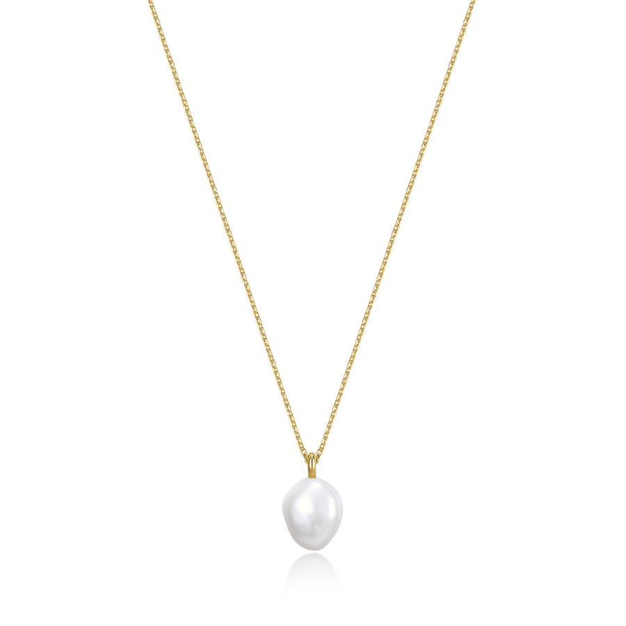 Gold Baroque Pearl Pendant Necklace
